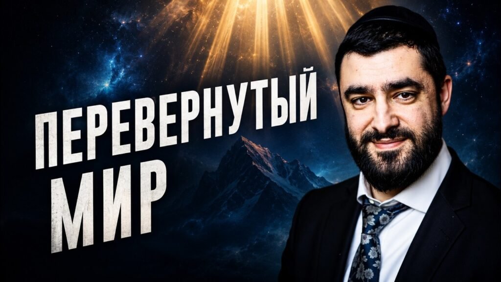 Video thumbnail: a man in a suit smiles against a space backdrop with bold Russian text 'ПЕРЕВЕРНУТЫЙ МИР', suggesting a talk or presentation about an upside-down world.
